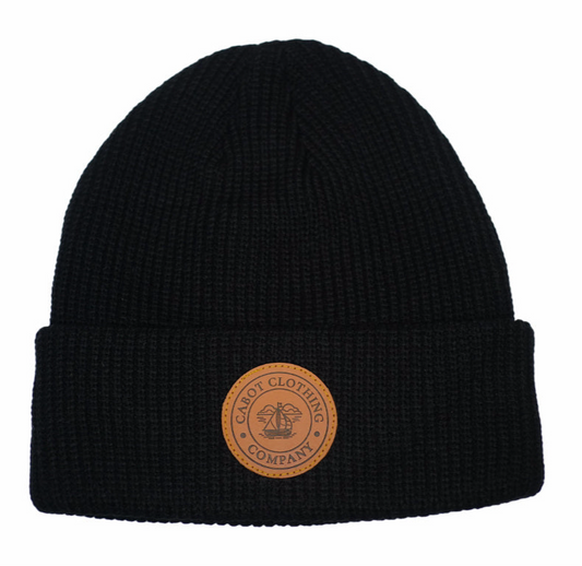 Black Leather Patch Toque