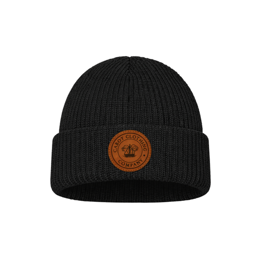 Leather Patch Toque - Black