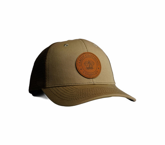 Brown Leather Patch Trucker Hat