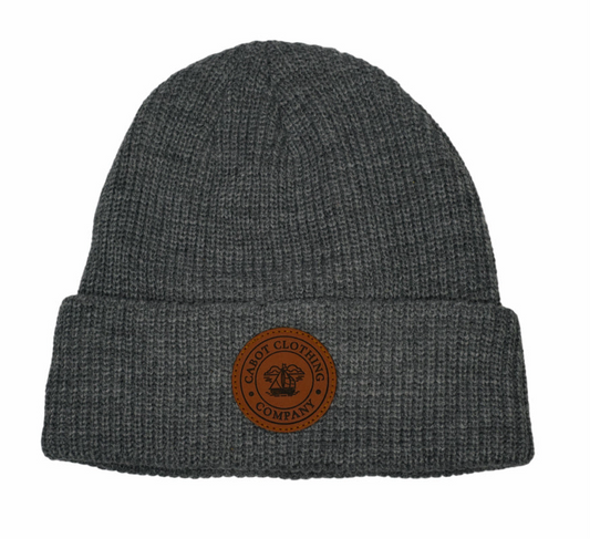 Grey Leather Patch Toque