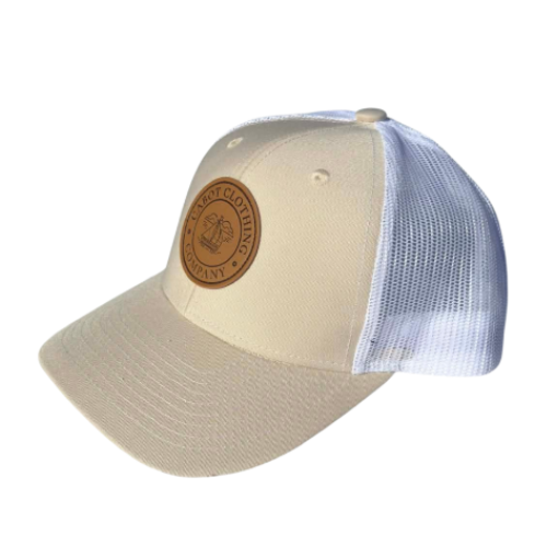 Leather Patch Trucker Hat - Beige/White