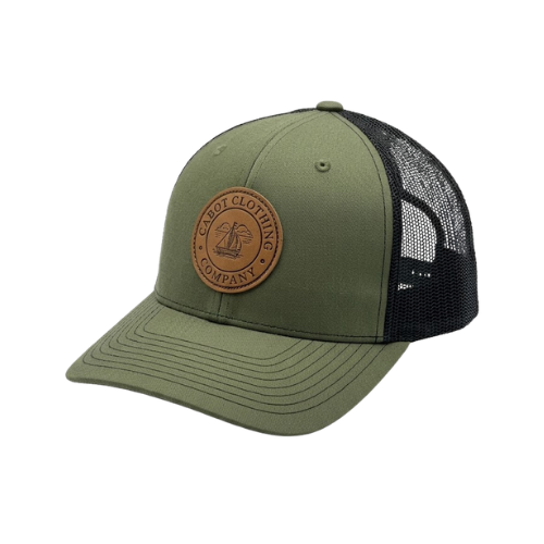 Leather Patch Trucker Hat - Green/Black